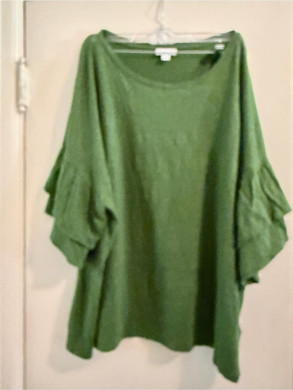 J. Jill Love Linen 100% Linen Flutter Sleeve Shirt Green Size 4X